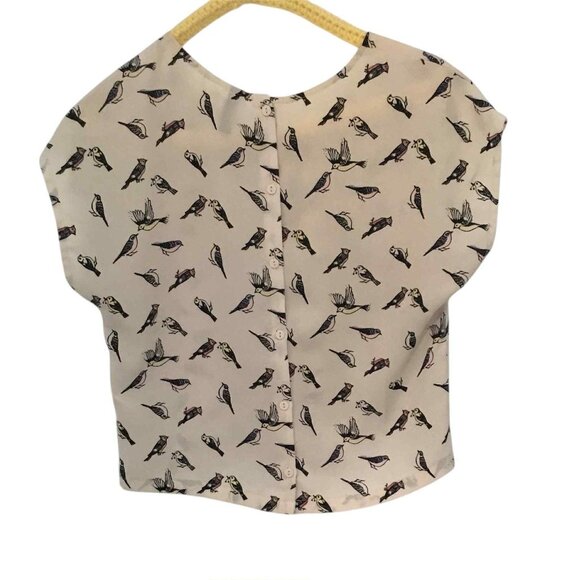 Blouse with Birds and Buttons on Back, Size Small - Picture 2 of 6